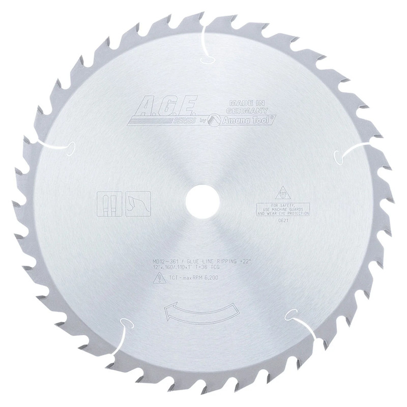 12" x 36T Carbide Tipped, Glue Line Ripping Blade, 22 1" Bore, TCG